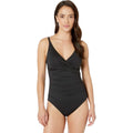 TOMMY BAHAMA Pearl Cross Front One-Piece Swimsuit Size 14 Black OTS NWT