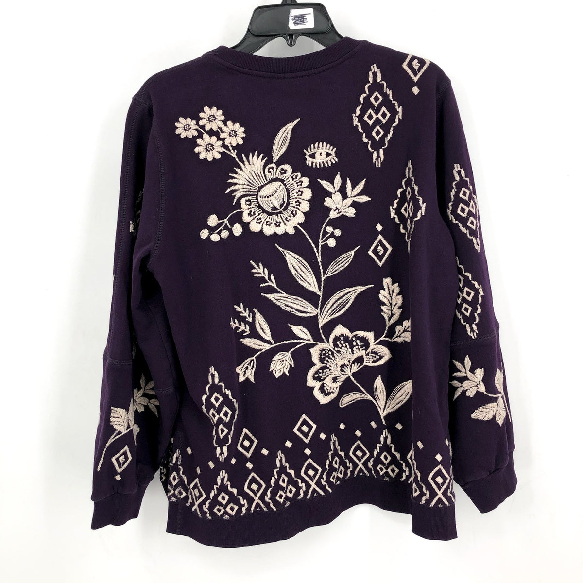 JOHNNY WAS Women's Ivey High Slit Sweatshirt Medium Deep Purple Floral NWT