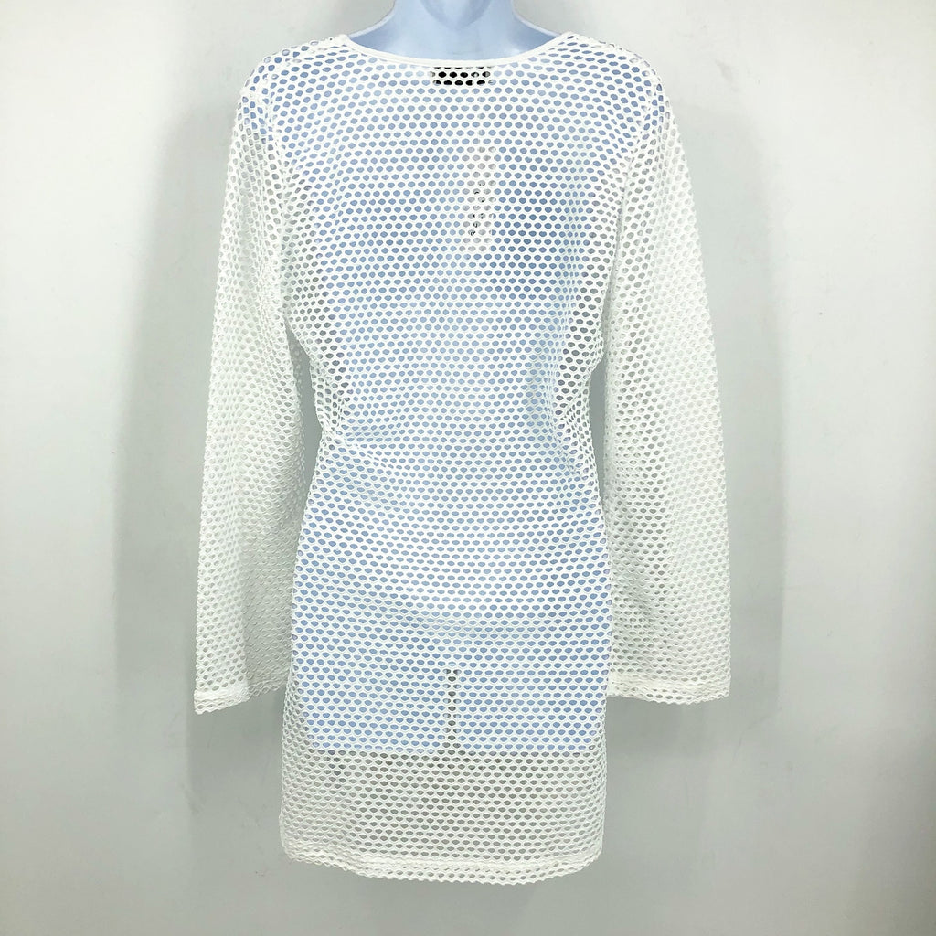 SEAFOLLY Women's Mesh Effect Swim Cover Up US 6 Small White Long Sleeve NWT