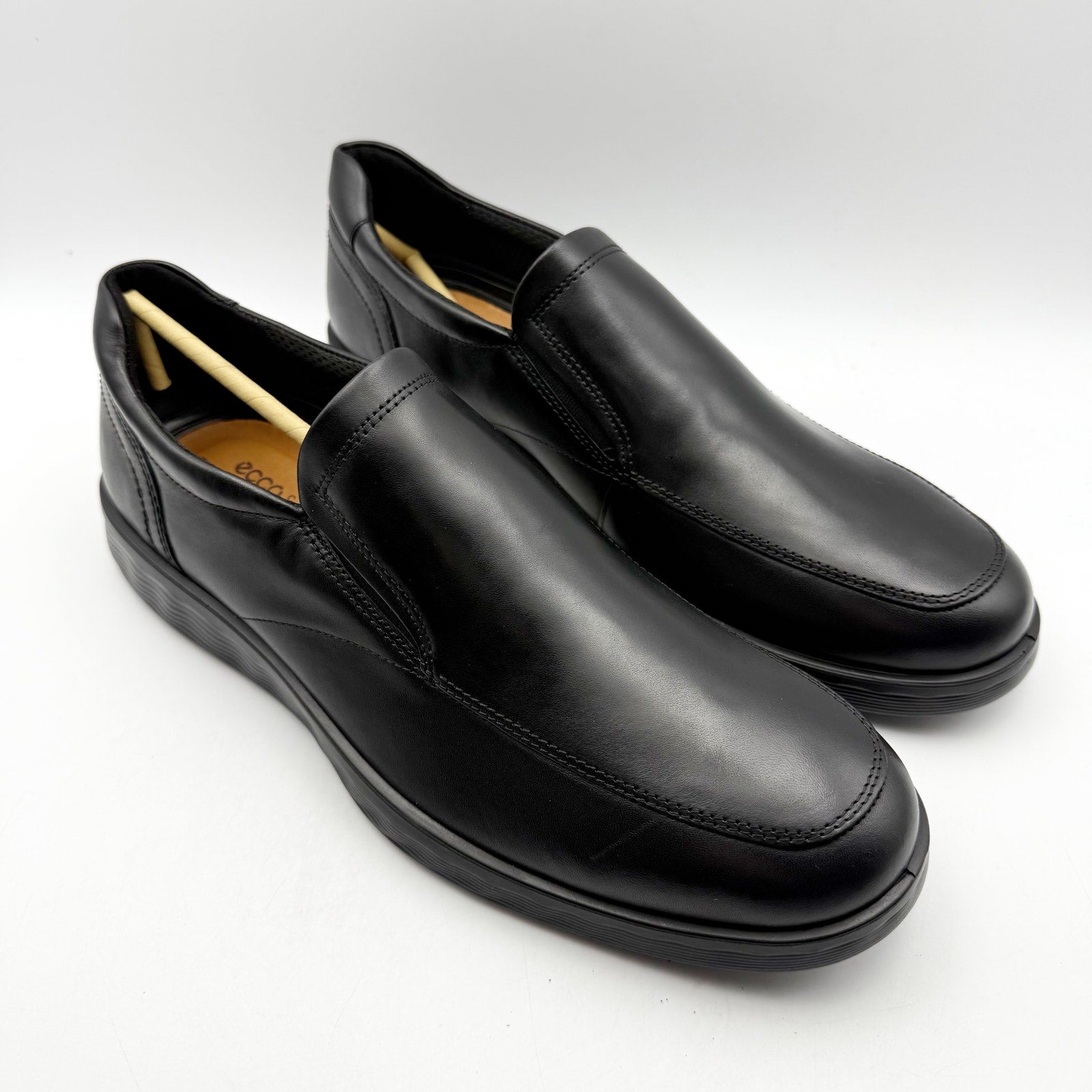 Ecco Mens S Lite Hybrid Apron Toe Oxford Shoes EU 41 US 7-7.5 Black Leather NWOB