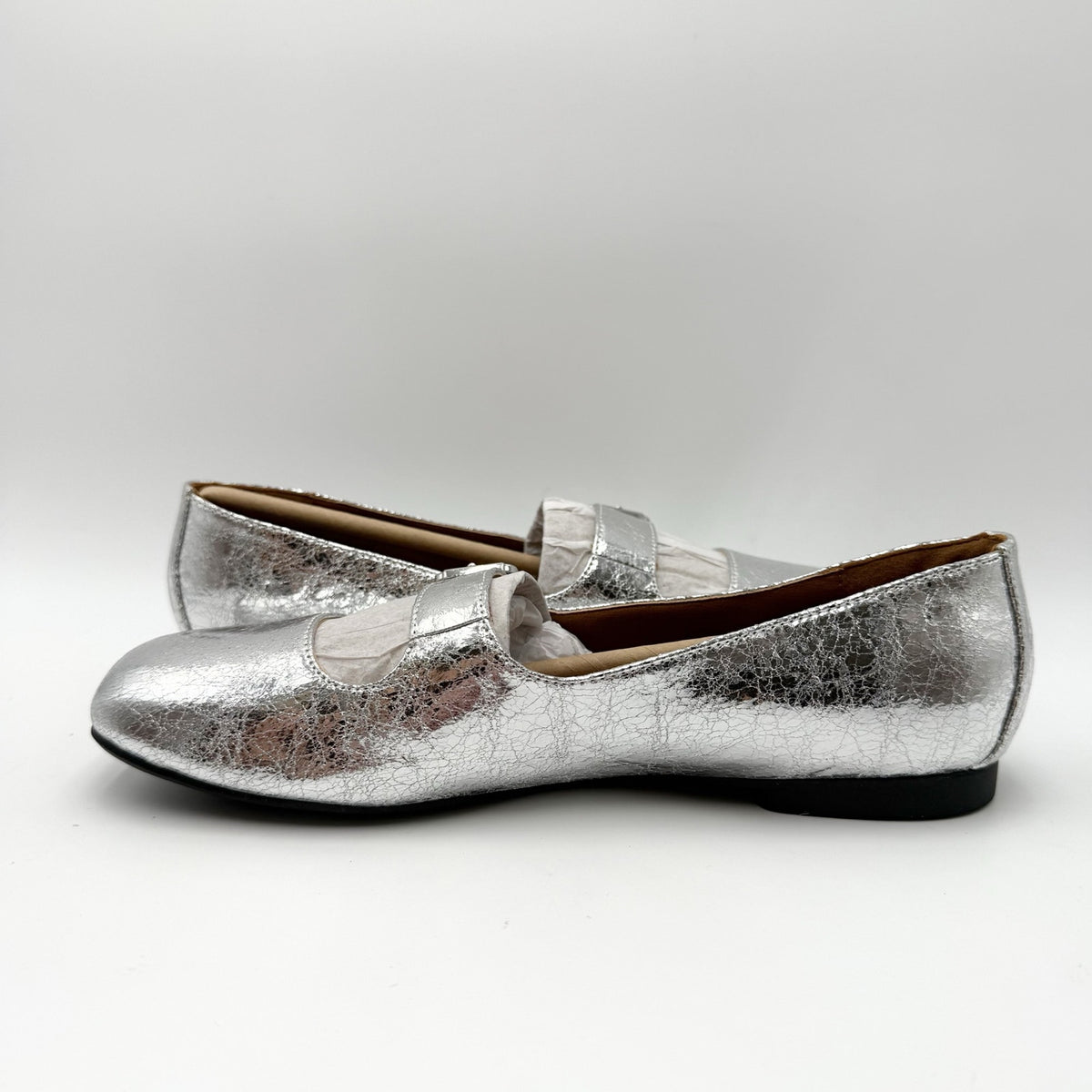 Zodiac Womens Indira Mary Jane Flats Size 7.5 M EU 38 Silver NIB