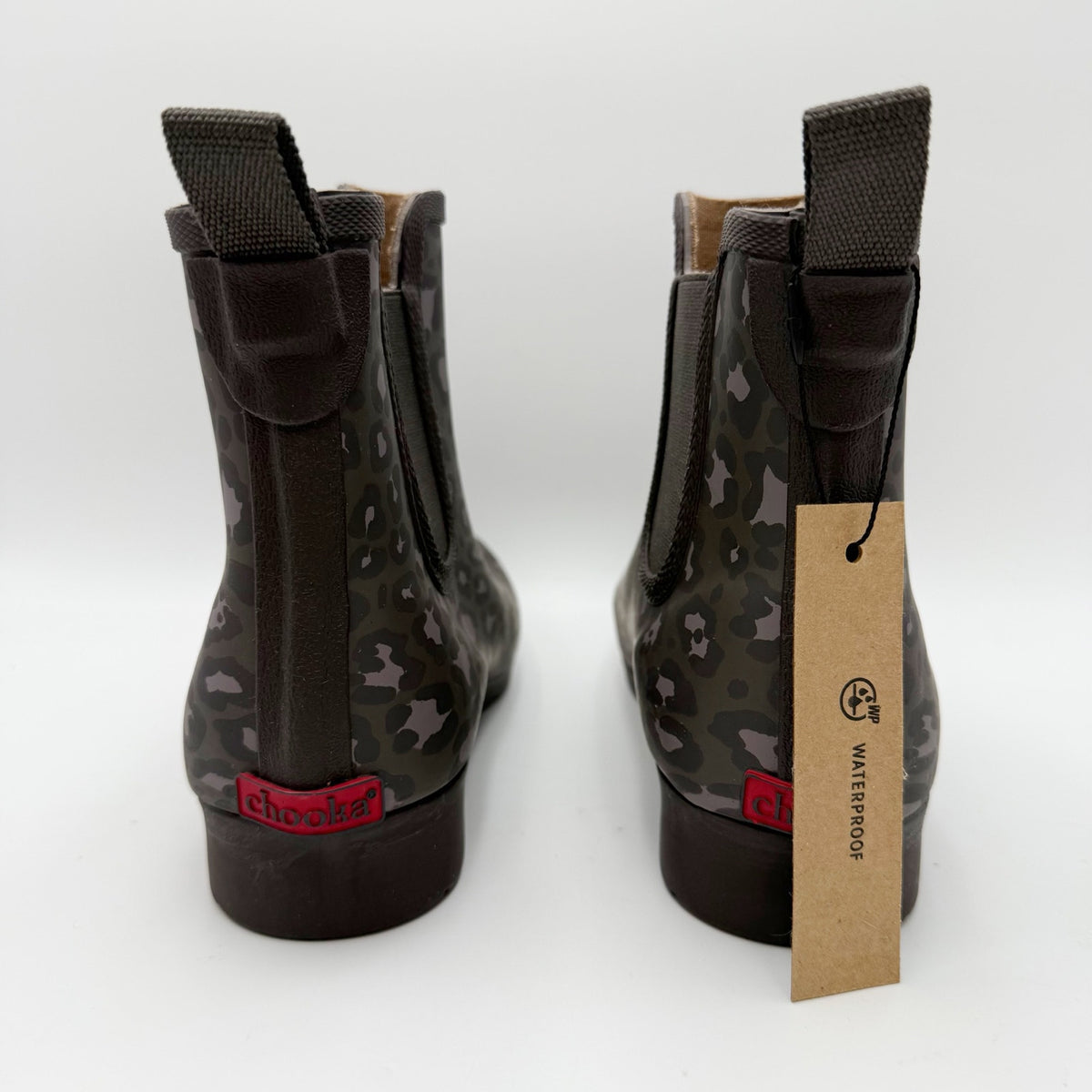 Chooka Womens Eastlake Chelsea Rain Boot Size 6 Gray Animal Print Waterproof NWT