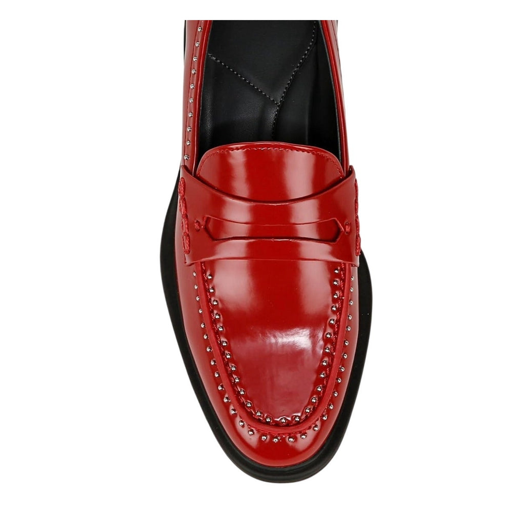 Franco Sarto Womens Eden Studded Loafers US 7 M EU 37 Red Slip On NIB