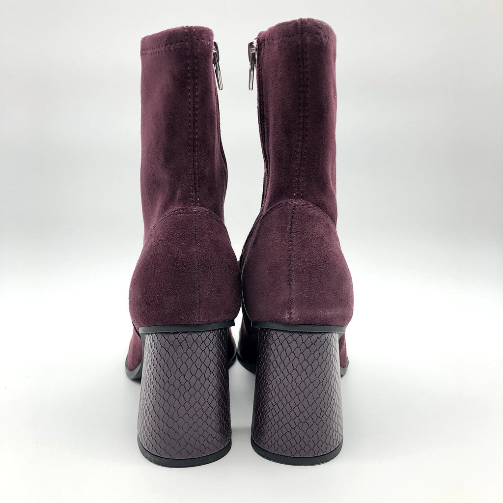 Dolce Vita Womens Ankle Booties Size 10 Dark Red Faux Suede Textured Heel NWOB