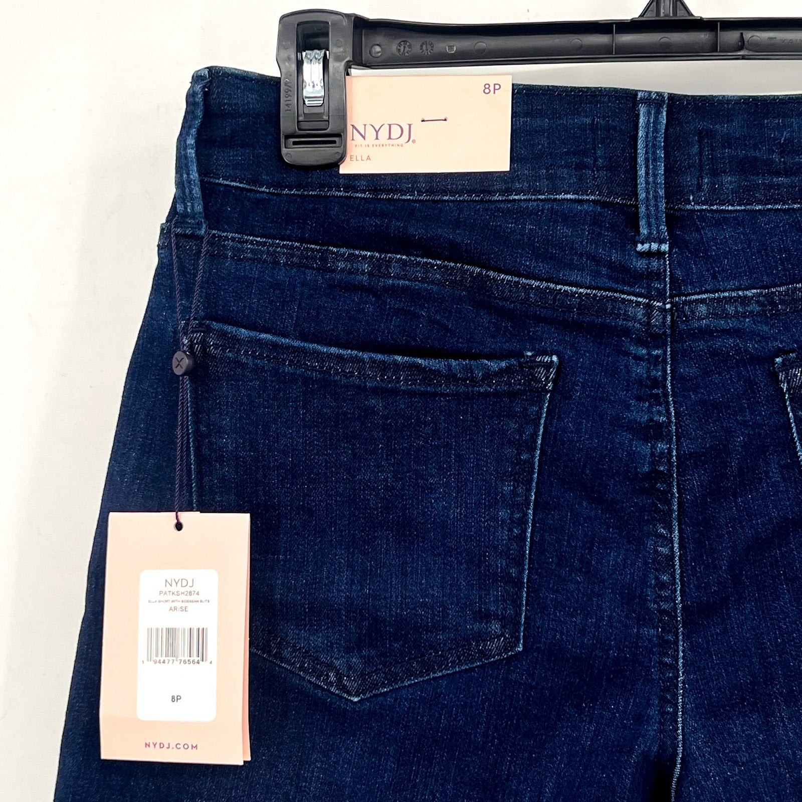 NYDJ Womens Ella Denim Shorts Size 8 PETITE Dark Blue Arise 8" Inseam NWT