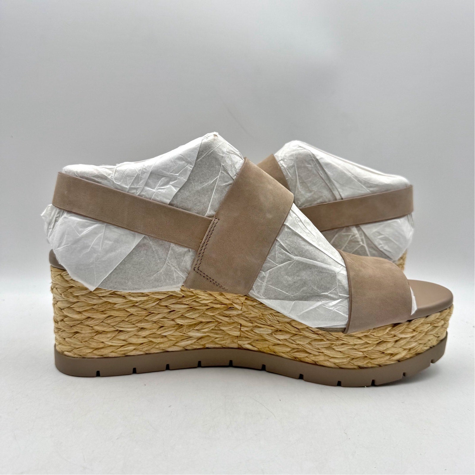 Vince Camuto Womens Maipelle Espadrille Wedge Sandals US 10 Taupe Leather NWOB