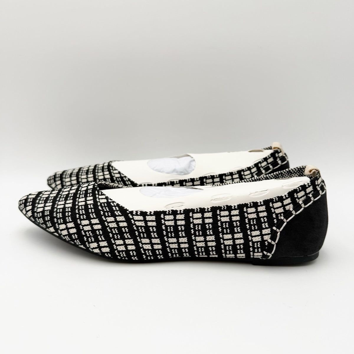 MIA Womens Lissy Fly Ballet Flats Size 6.5 M Black White Plaid Knit NWOB