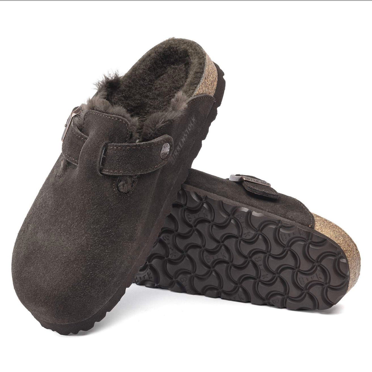 Birkenstock Boston Shearling Clogs EU 41 Womens 10 Mens 8 Mocha Brown Suede NWT