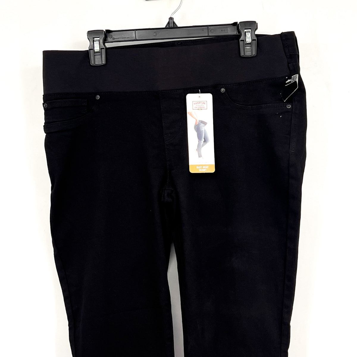 LEVI'S Strauss Signature Gold Baby Bump Skinny Jeans XL Black Maternity NWT