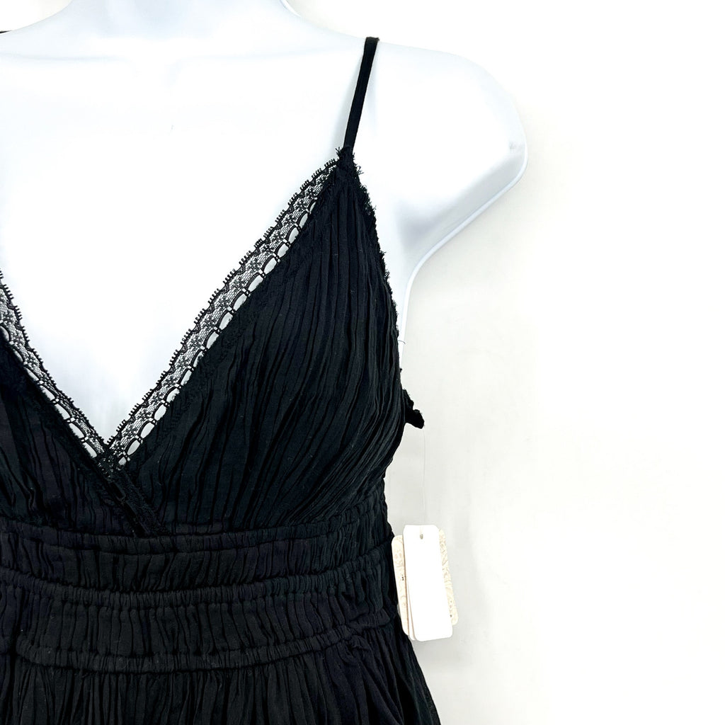 FREE PEOPLE Women's One Delia Slip Dress Medium Black Sundress Gauze NWT