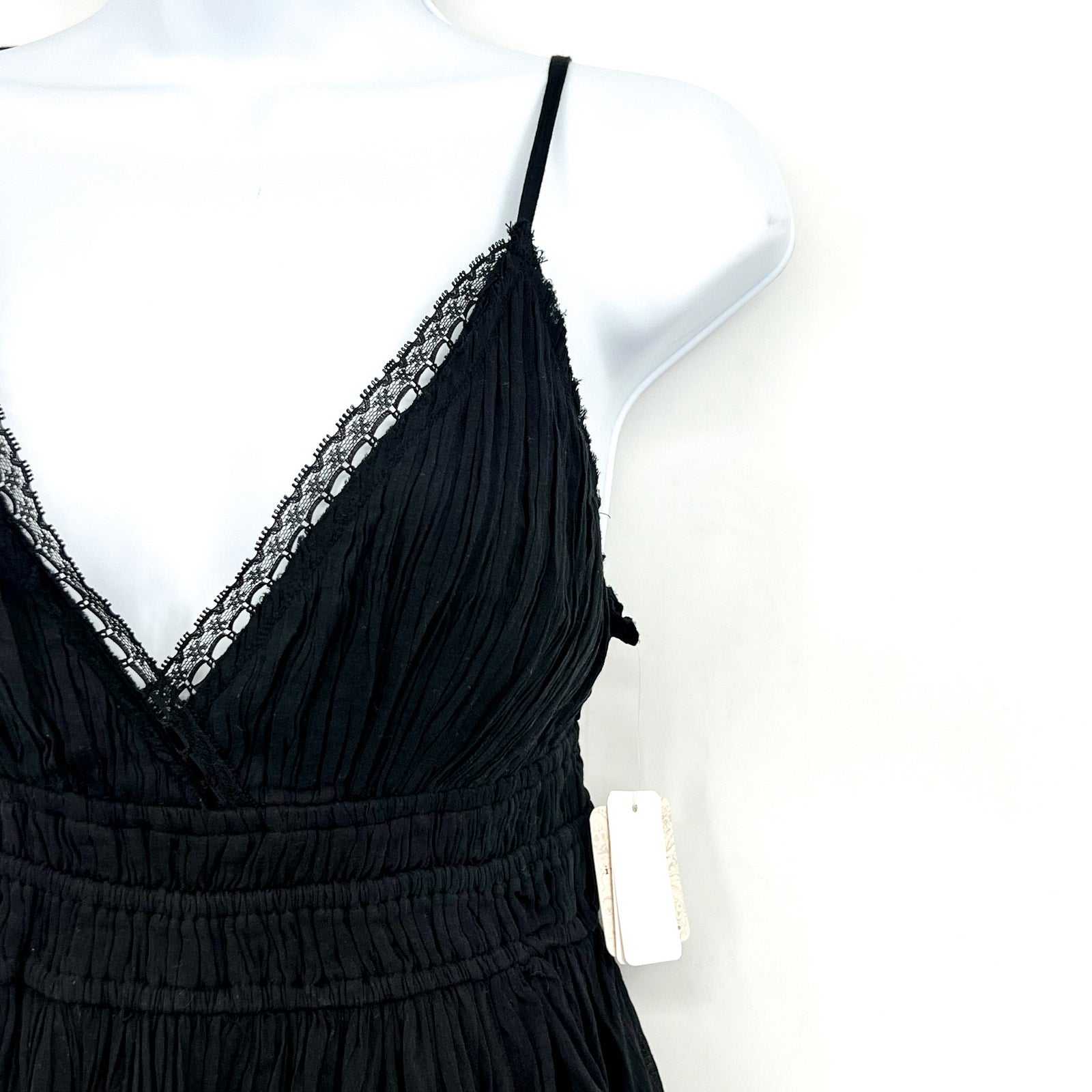FREE PEOPLE Women's One Delia Slip Dress Medium Black Sundress Gauze NWT