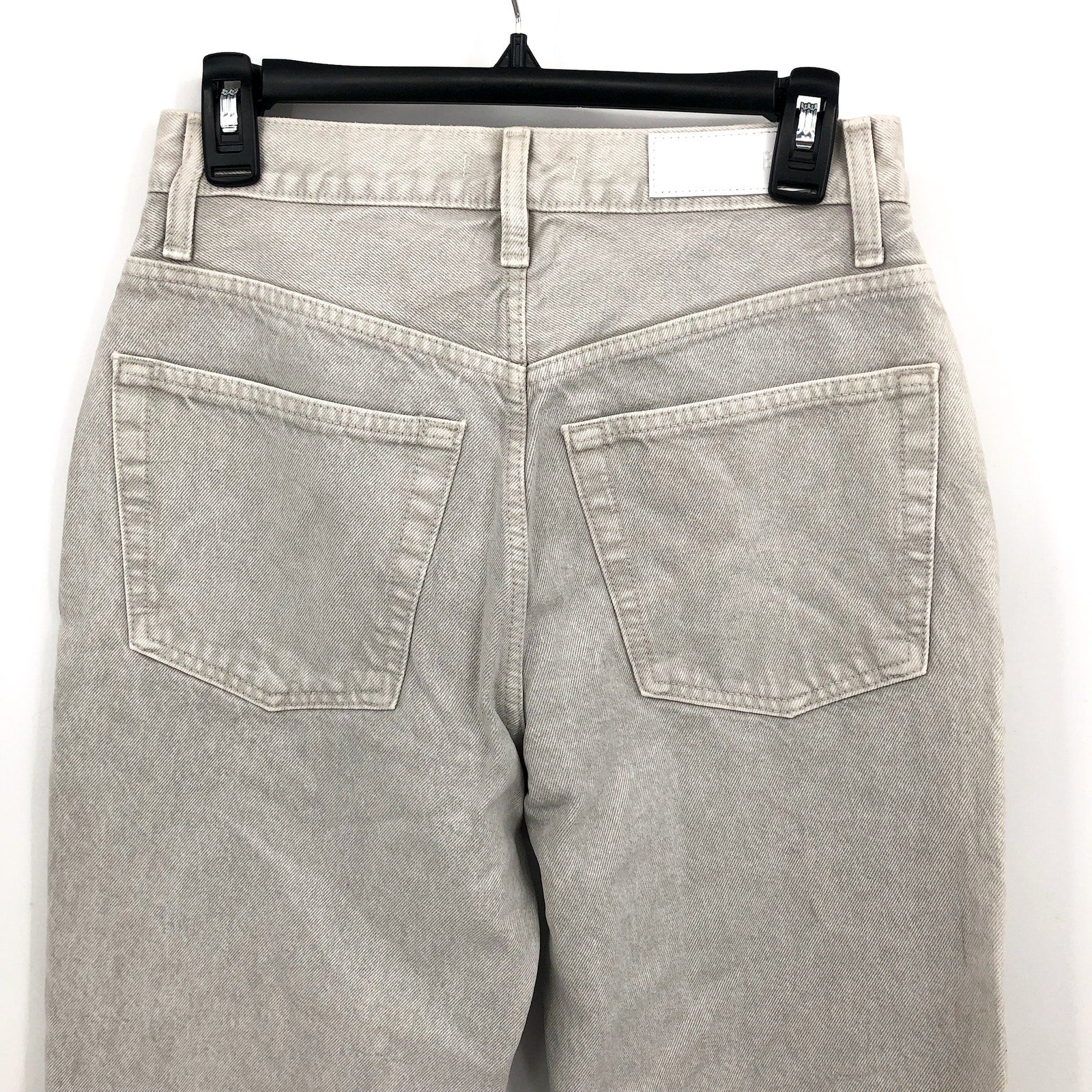 RE/DONE Women's High-Rise Tapered Jeans 2/26 Light Grey Rigid Denim Relaxed NWOT