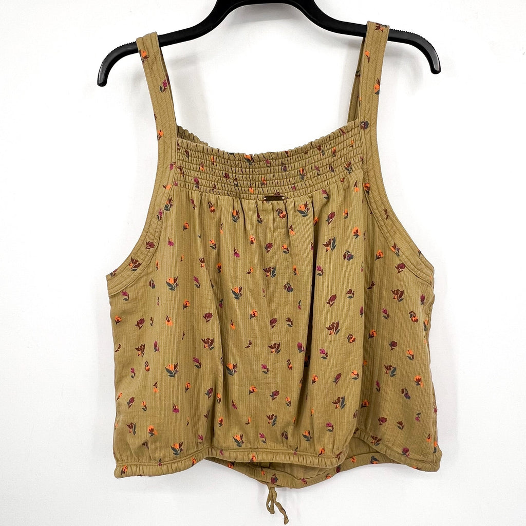 PRANA Women's Little Palm Cami Tank Top XL Green Floral Sweet Grass Meadow NWT