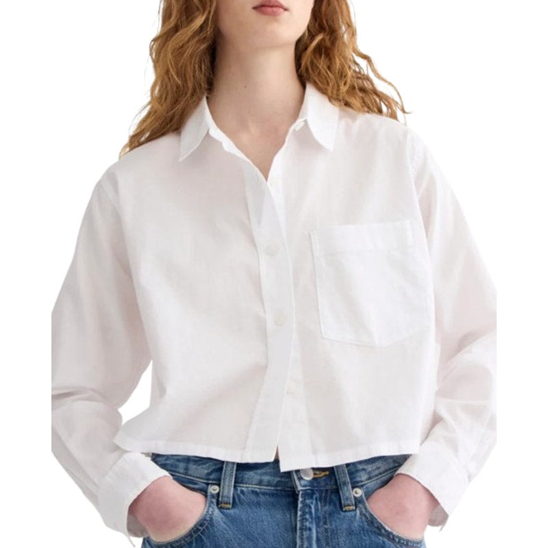EVERLANE Womens The Way-Short Shirt in Silky Cotton Medium White Long Sleeve NWT