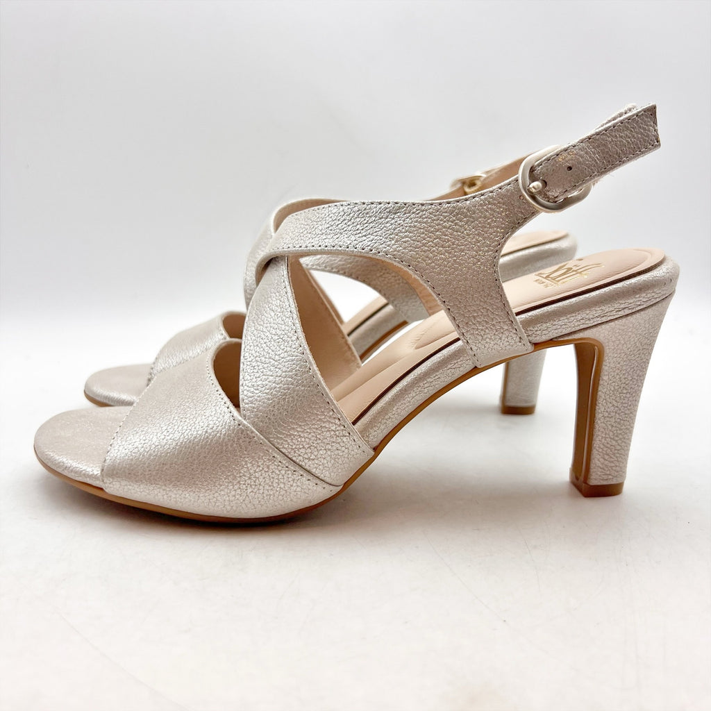 SOFFT Womens Jolene Heeled Sandals Size 7.5 EU 38.5 Champagne Leather NIB