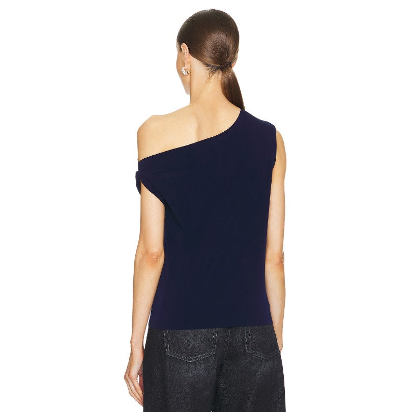 NORMA KAMALI Women's Drop Shoulder Top XS Midnight Navy Blue Jersey Stretch NWT