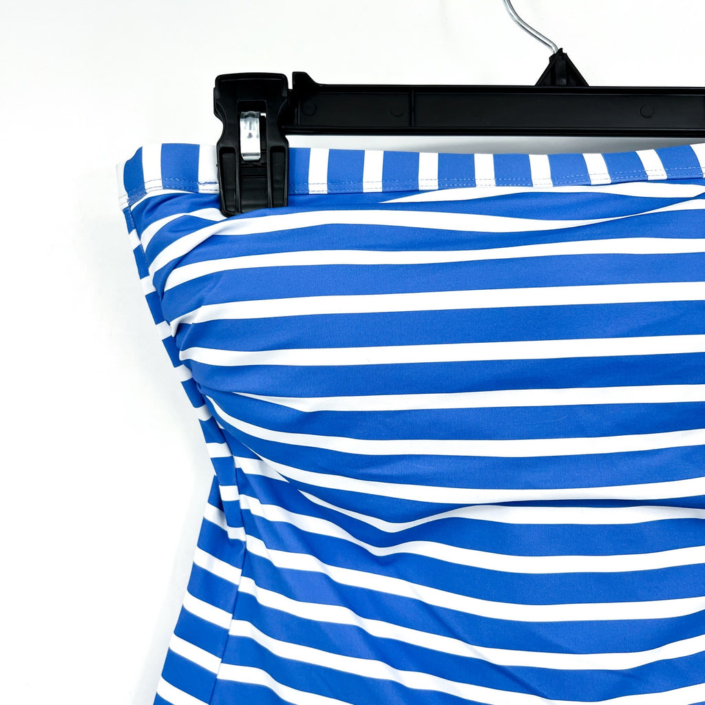 TOMMY BAHAMA Coastline Stripe Bandeau Tankini Top Small Blue White NWOT