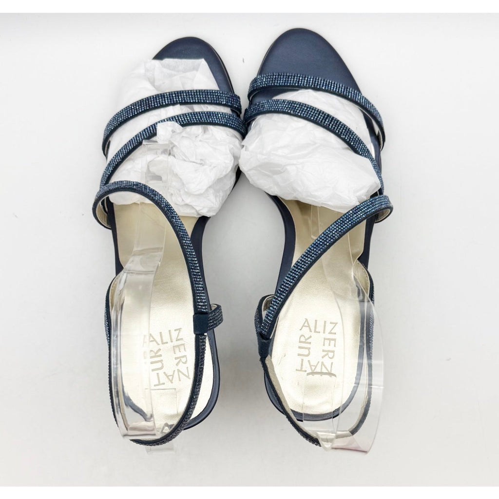 Naturalizer Womens Vanessa Heeled Sandals Size 10 Navy Blue Suede Rhinestone NIB