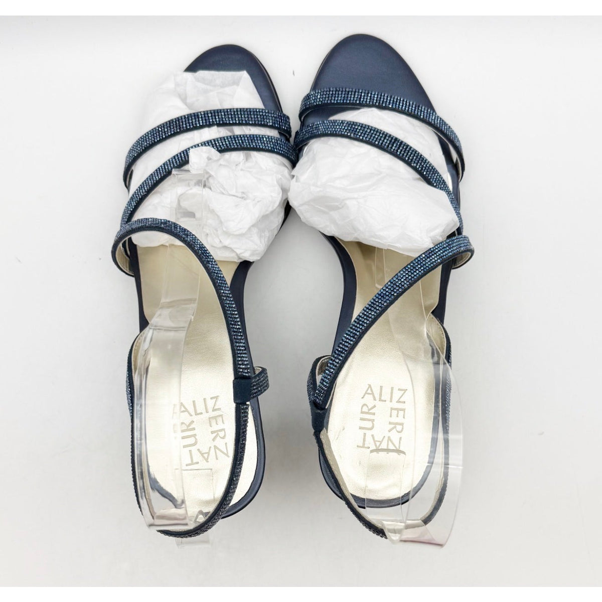 Naturalizer Womens Vanessa Heeled Sandals Size 10 Navy Blue Suede Rhinestone NIB
