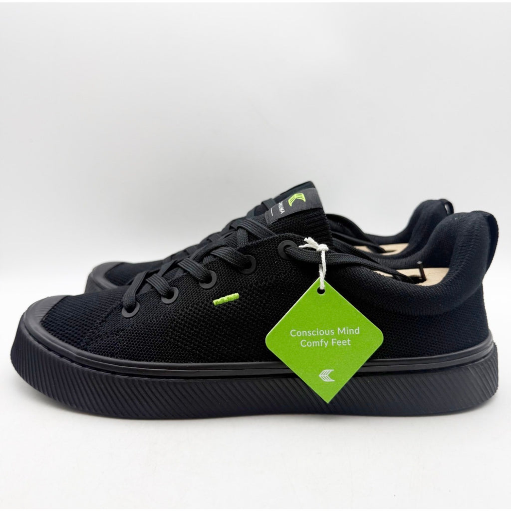 Cariuma IBI Low Casual Sneakers Mens 9.5 Womens 11 Black Bamboo Knit NIB