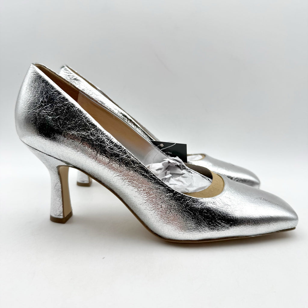 Franco Sarto Womens Flexa Aela Pumps US 8.5 M EU 39 Silver Leather NIB