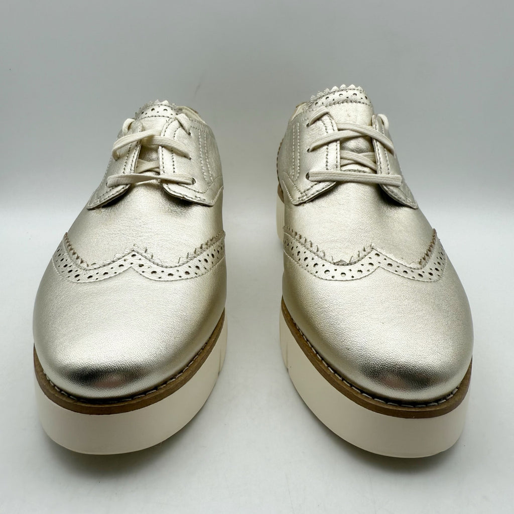 Cole Haan Womens Grand City Platform Oxfords Size 9 Gold Metallic Shoes NWOB