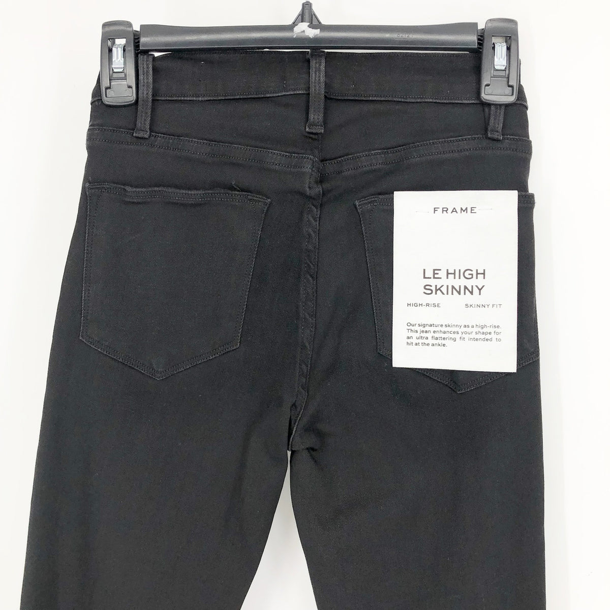 FRAME Womens Le High Skinny Jeans Size 25 US 2 Brisbane Black Raw Hem NWT