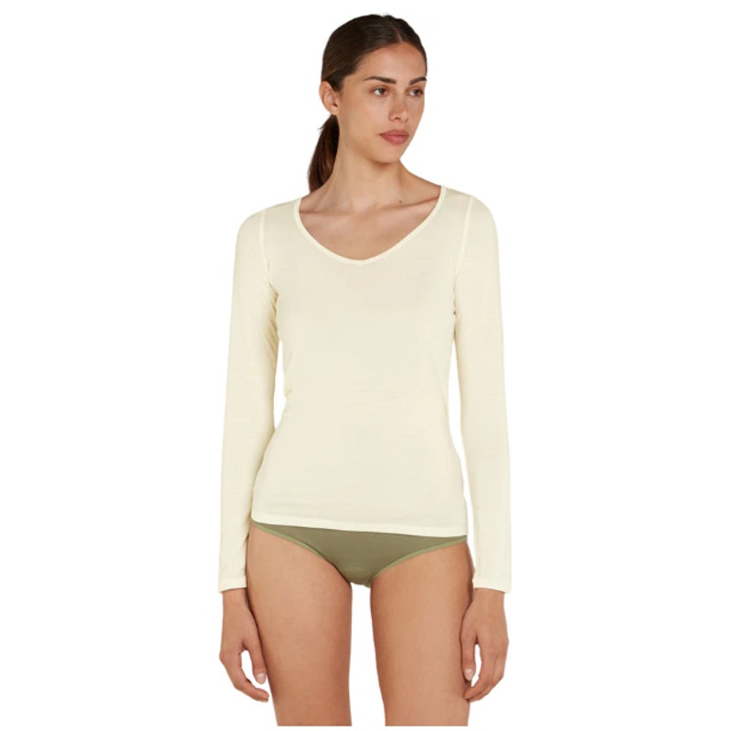 ICEBREAKER Women's Merino 150 Siren Long Sleeve Sweetheart Top XL Snow Cream NWT