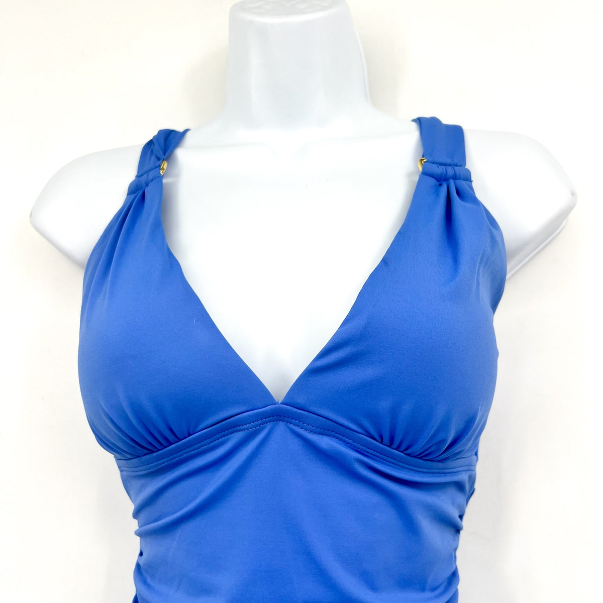TOMMY BAHAMA Novelty Pearl Vneck One Piece Swimsuit Size 10 Paradiso Blue NWT