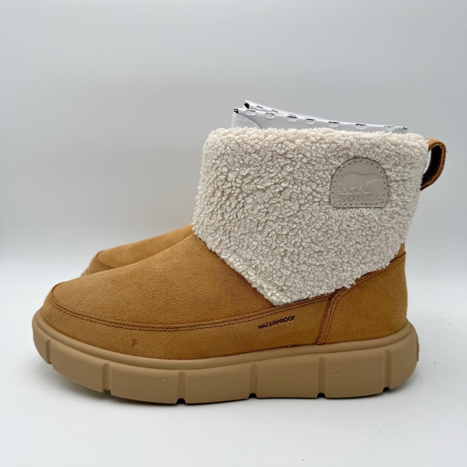 Sorel Womens Explorer lll Cozy Snow Booties US 8.5 Tan Suede WP Insulated NIB