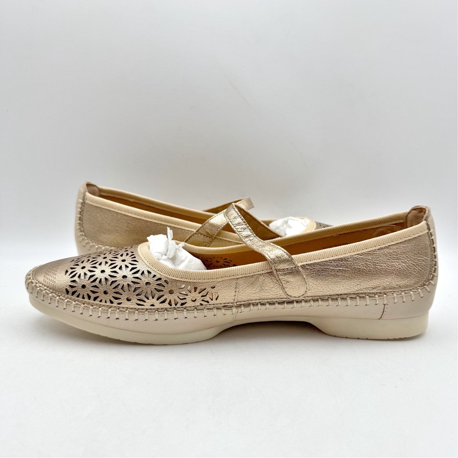 Pikolinos Womens Aguilas Ballet Flats EU 40 US 10 Champagne Gold Leather NWOB