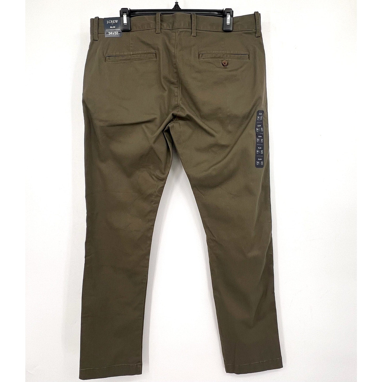 J.CREW Men's Slim-fit Flex Chino Pants 34x32 Catskill Green Flat Front H3167 NWT