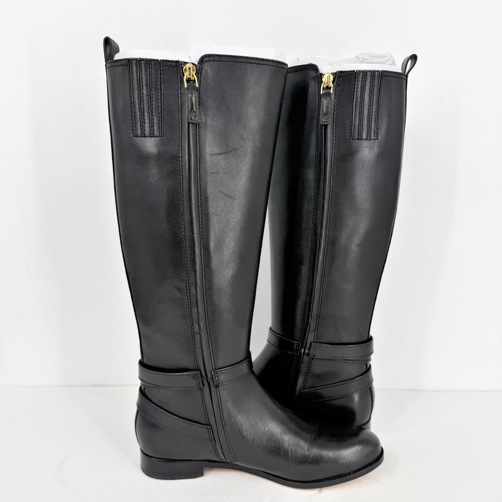 Lauren Ralph Lauren Womens Blayke Buckled Riding Boots US 5 Black Leather NWOB