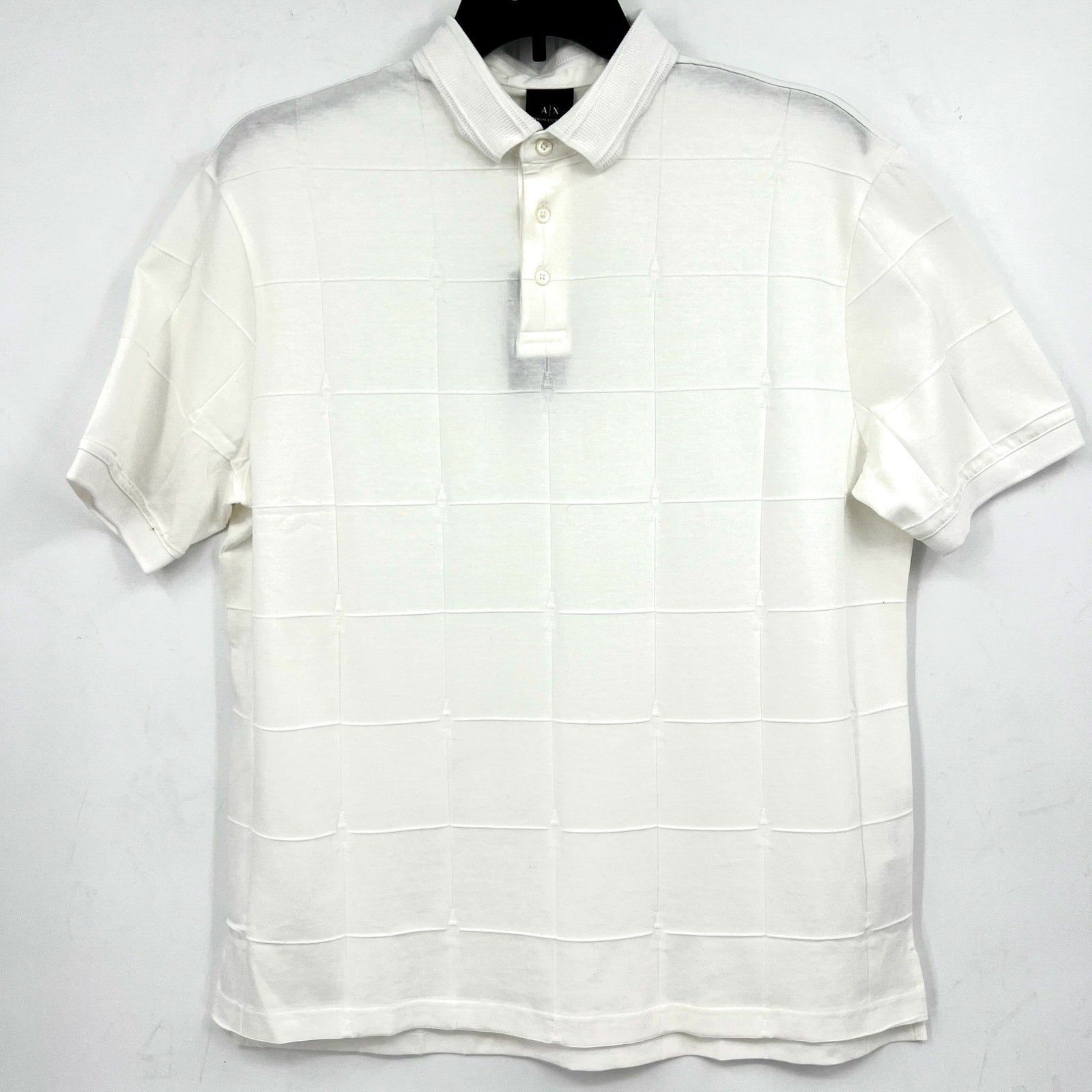 ARMANI EXCHANGE Men's Jacquard Short Sleeve Polo Shirt Large White 1116 NWT