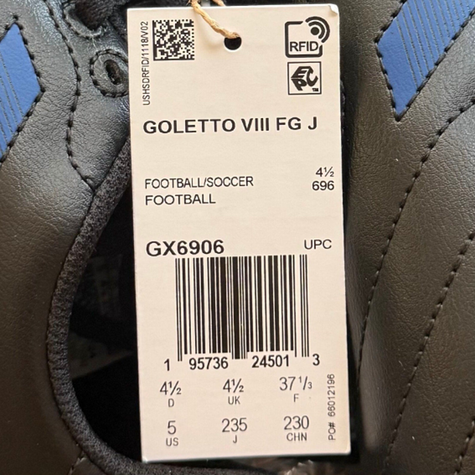 Adidas Youth Goletto VIII Firm Ground Soccer Cleats Size 5 Black Blue NWOB