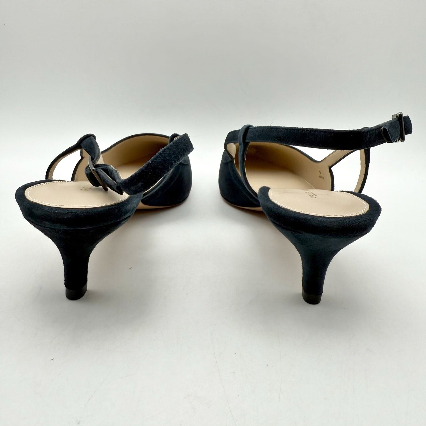 Pelle Moda Womens Deena Kitten Heels US 9 M EU 40 Navy Suede Slingback NIB