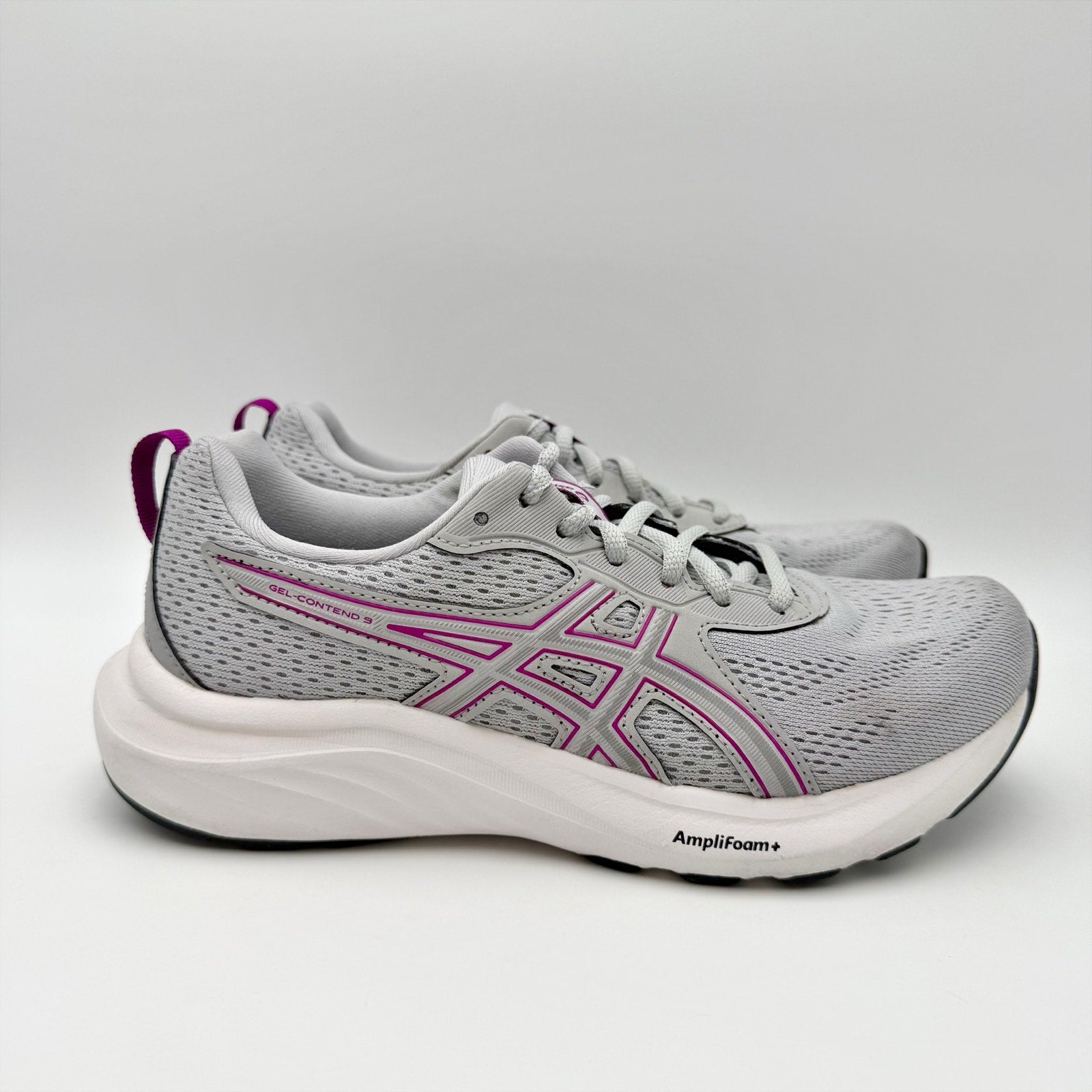 ASICS Womens GEL-Contend 9 Running Sneakers US 7 Wide Grey Purple Athletic NIB