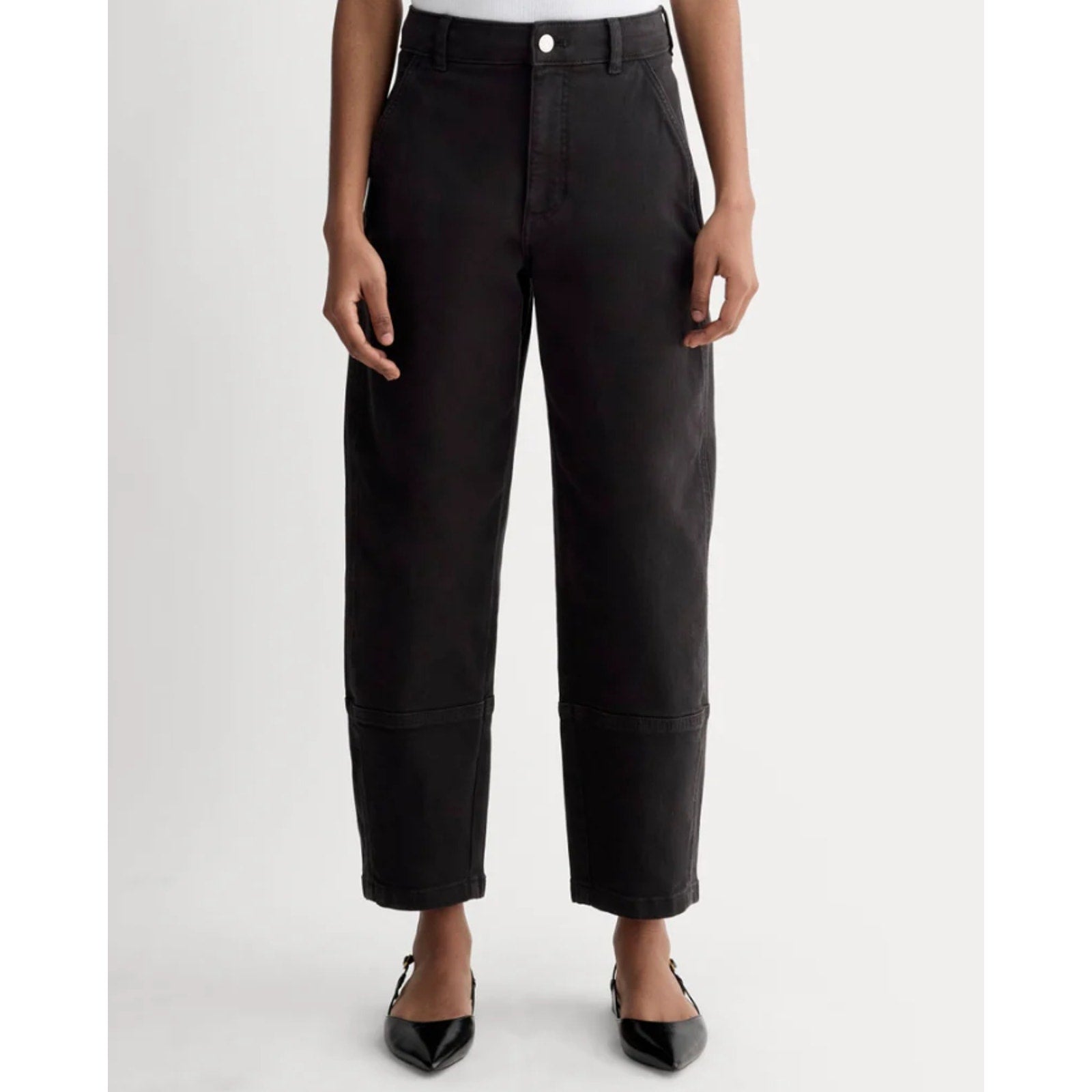 EVERLANE Women's The Utility Barrel Pants Size 10 TALL Black Cotton Twill NWT