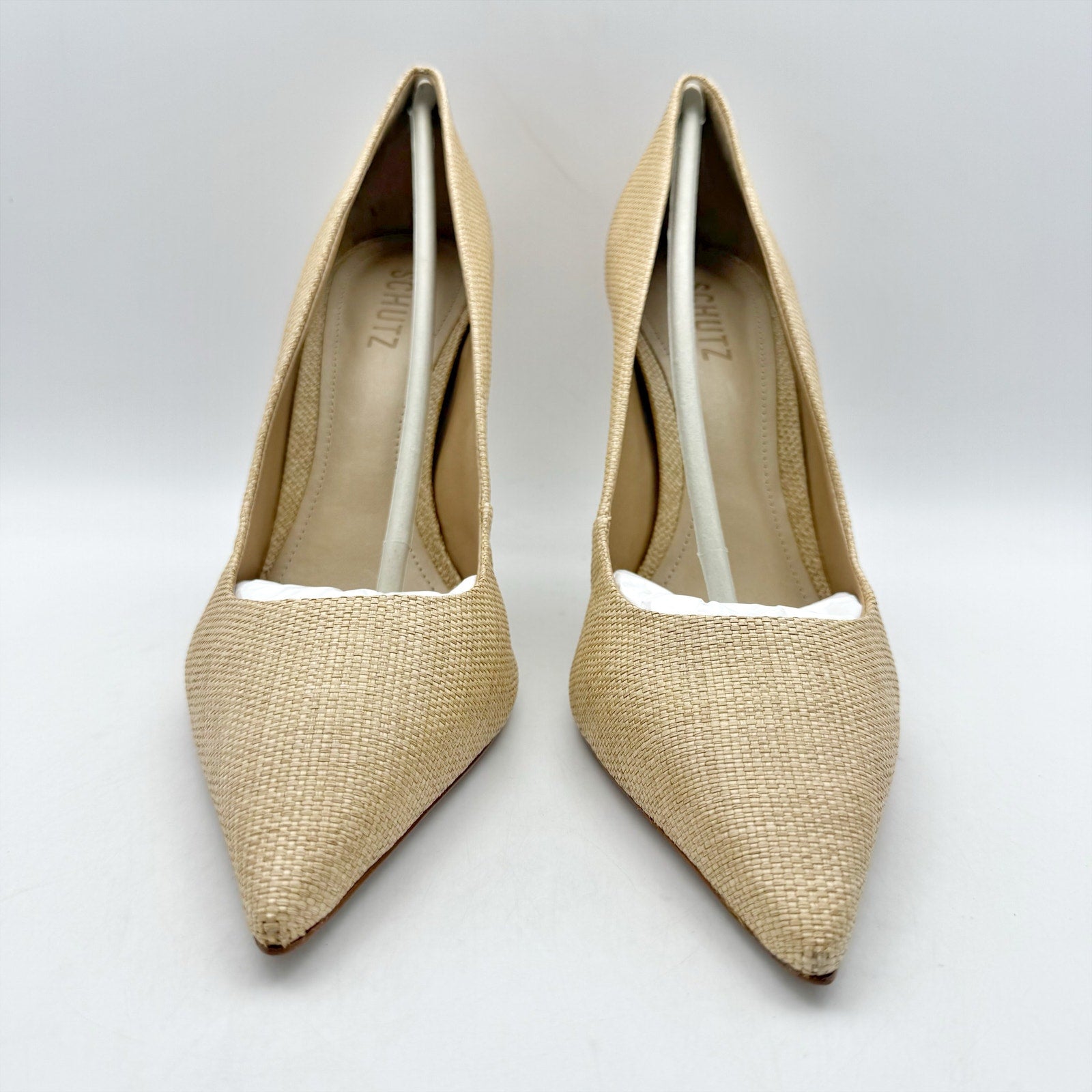 Schutz Womens Lou Slip On Pumps US 11 B Beige Tan Raffia NIB