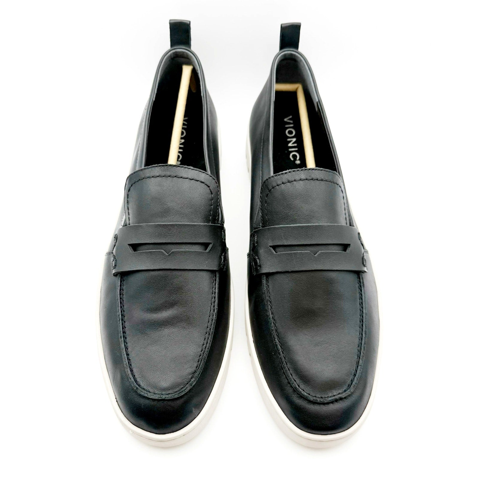 VIONIC Womens Uptown Loafers Size 12 WIDE Black Leather Slip-ons NIB