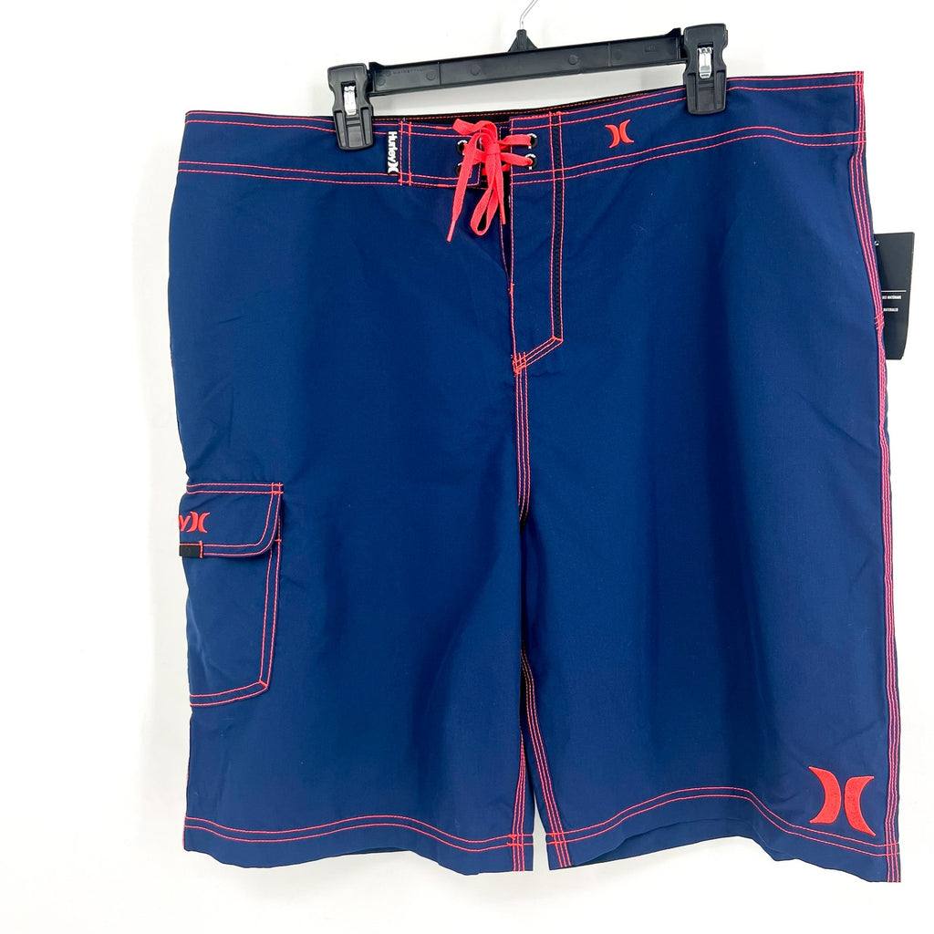 HURLEY Mens Standard One and Only Board Shorts 2.0 Size 38 Navy Neon Pink NWT