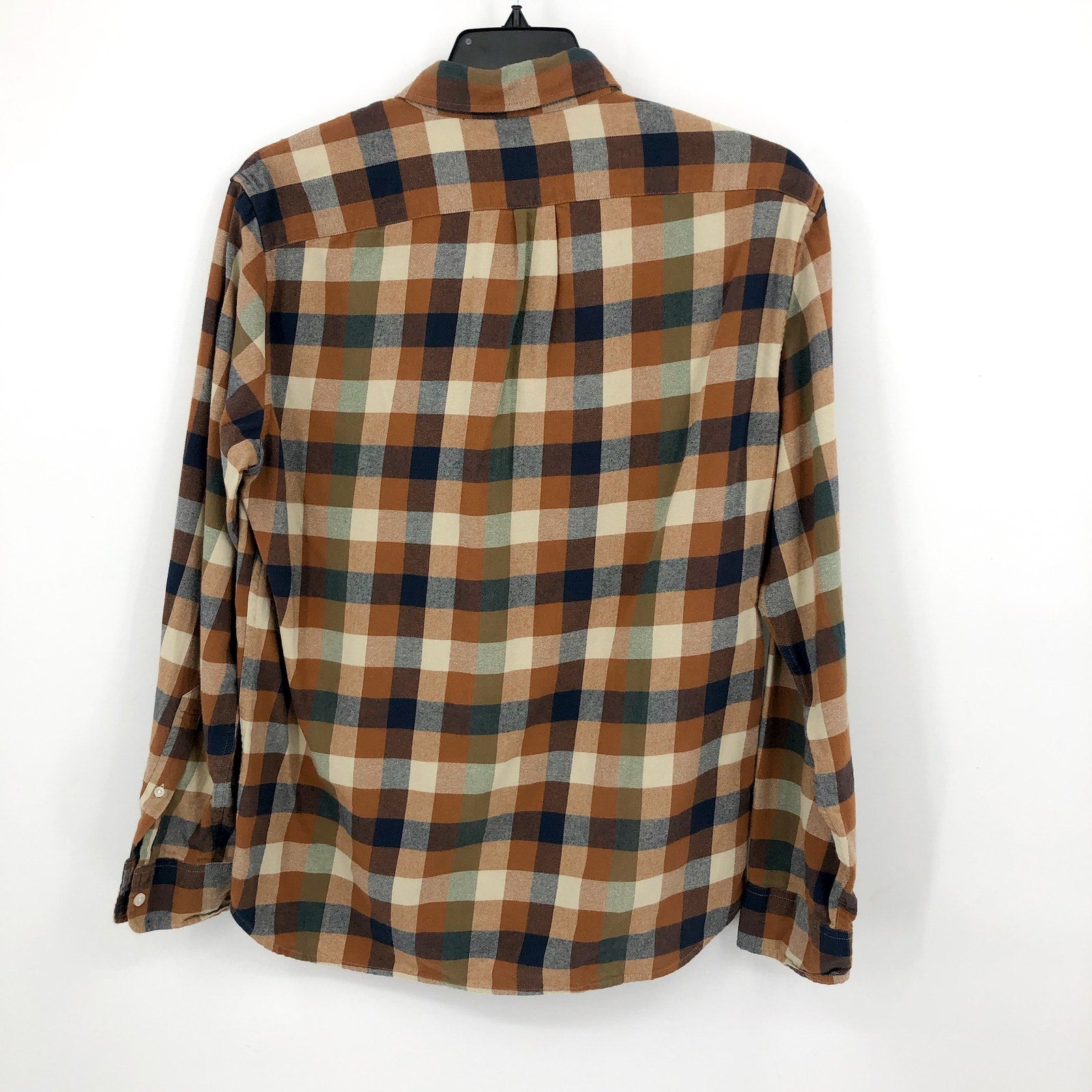 J.CREW Mens Slim Fit Flannel Shirt Large Brown Natural BU177 NWOT