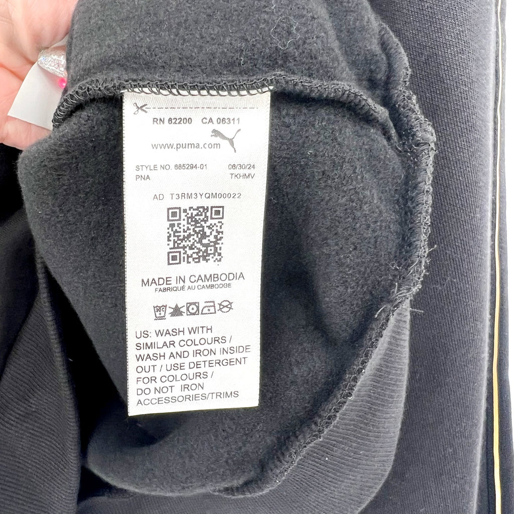 PUMA Women's Half-Zip Sweatshirt Large Black Minimal Gold Pullover NWT