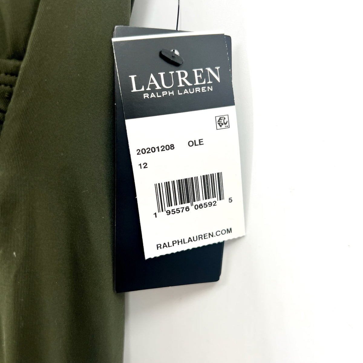LAUREN RALPH LAUREN High Neck One-Piece Swimsuit Size 12 Olive Green NWT