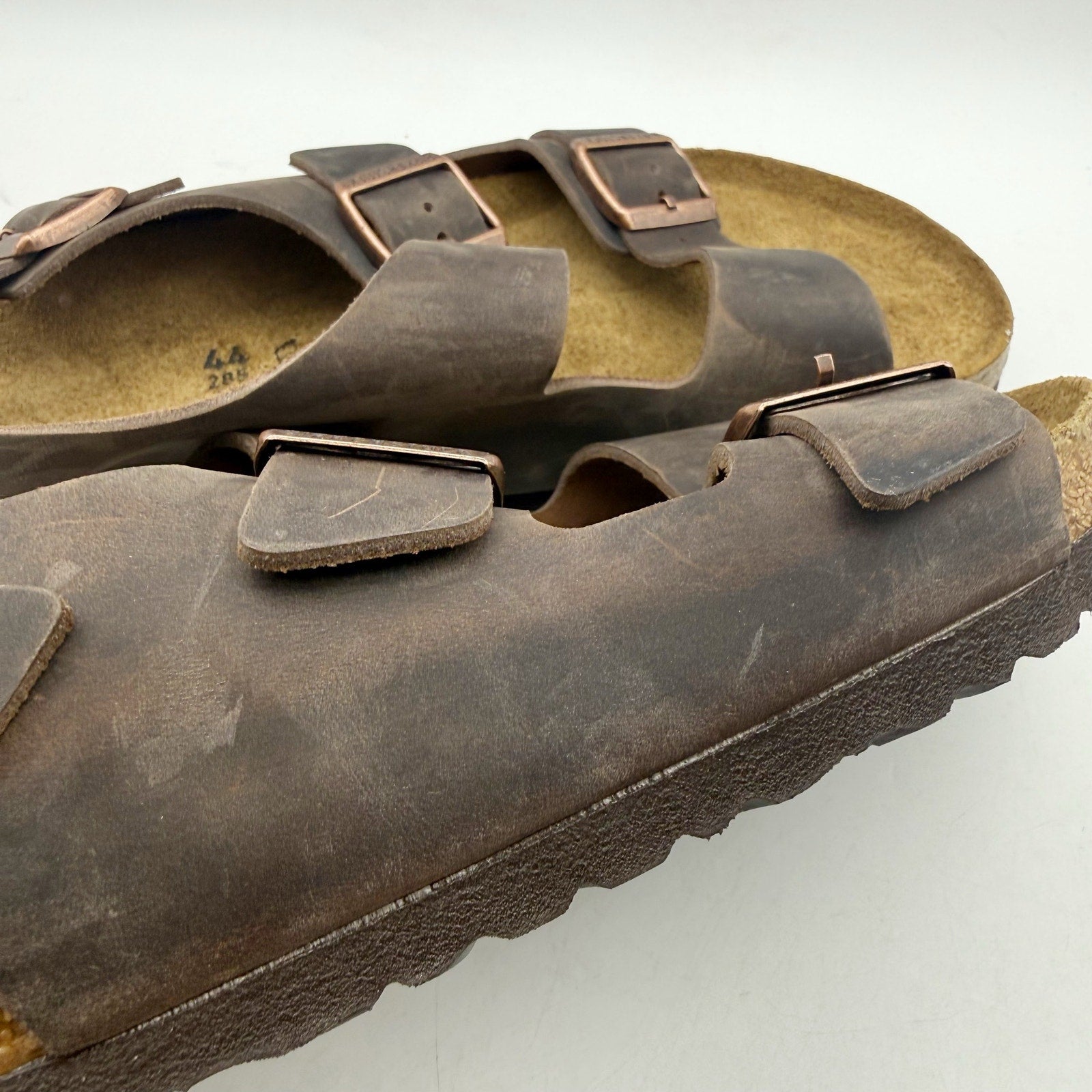 Birkenstock Mens Milano Sandals EU 44 US 11 Habana Brown Oiled Leather NWOB