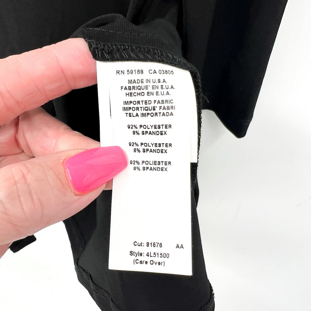 KAREN KANE Women's Twist Front Dress Large Black Stretch Long Sleeve NWT