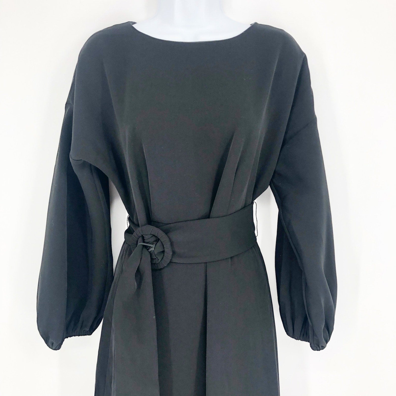 Sachin & Babi Annie Belted Midi Sheath Dress 2 Black Long Sleeve $450