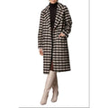 AVEC LES FILLES Womens Relaxed Walking Coat Large Black White Houndstooth NWT