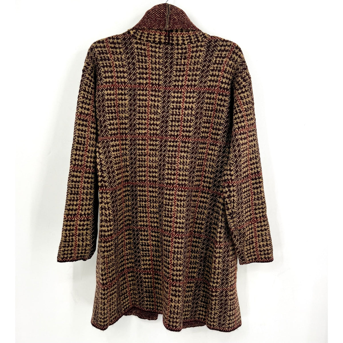 LETY & ME Womens Longline Knit Coatigan Small Burgundy Red Multi NWT