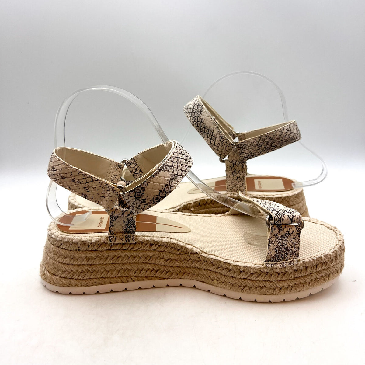 DOLCE VITA Myra Espadrille Platform Sandals Size 8.5 Stone Snake Leather NWOB